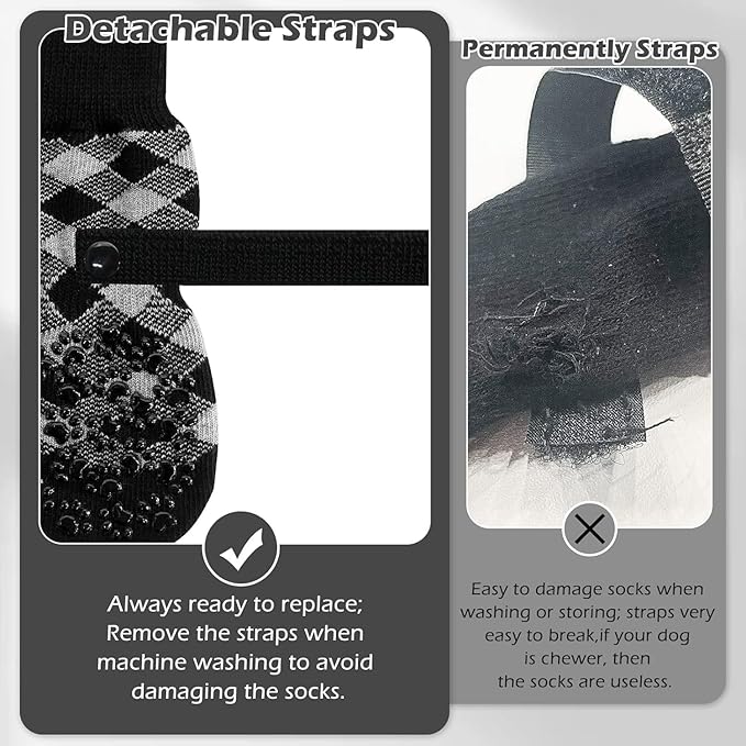 EXPAWLORER Anti Slip Dog Socks to Prevent Licking Paws, Dog Shoes for Hot Pavement, Dog Booties for Small Medium Large Senior Dogs, Traction Control Boots &amp; Paw Protectors for Hardwood Floors