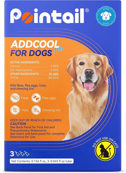 Flea and Tick Prevention for Dogs, Addcool Dog Flea and Tick Treatment, Flea &amp; Tick Control Topical Drops, 3 Doses, Vet-Recommended(23-44 lbs)