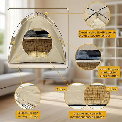 BreezyDen Pop-Up Pet Tent – Portable Hideaway for Cats &amp; Small Dogs, Portable Indoor/Outdoor Pet Tent House with Mesh Window, Waterproof, Breathable, Scratch-Resistant, Fully Washable (Brown,L)