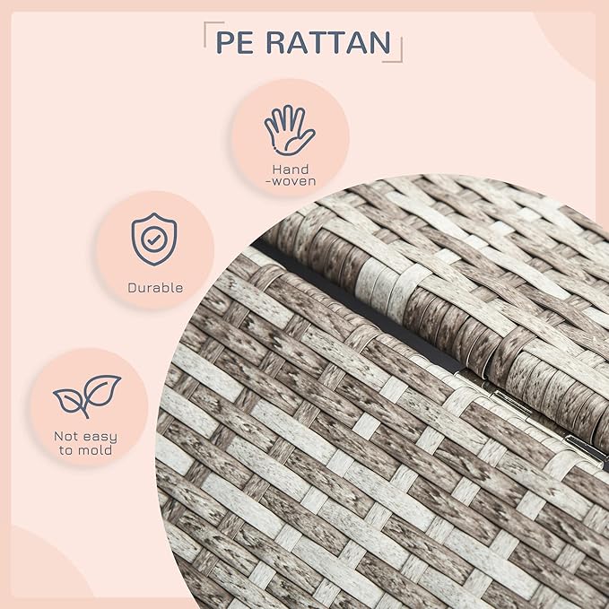PawHut Wicker Dog House Outdoor with Canopy, Rattan Dog Bed with Water-Resistant Cushion, Raised Dog Bed for Small, Medium Dogs up to 66 lbs, 19.75" in Length, Gradient Gray Wicker &amp; Cushion