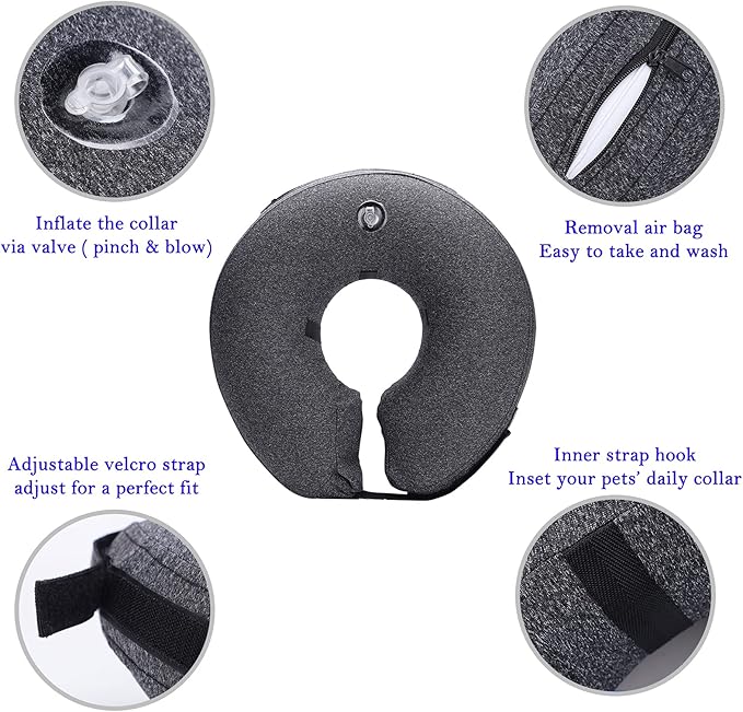 Katoggy Protective Inflatable Recovery Collar, Soft Blow-up Dog Cone Collar, Pet Donut Cone Collar, Comfy Elizabethan Collar After Surgery for Large Dog to Prevent from Biting &amp; Scratching
