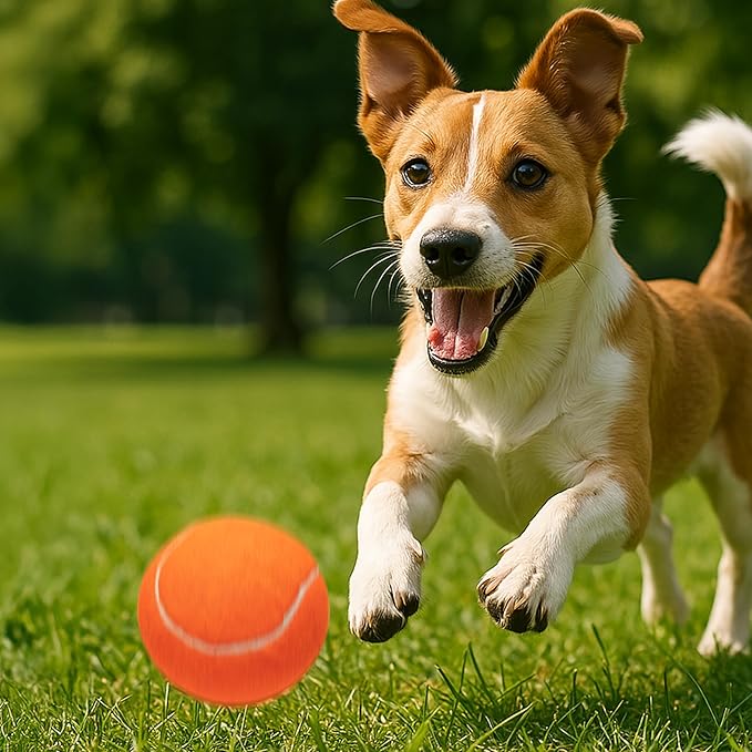 Large Dog Tennis Balls 4-Pack, 4 inch Interactive Big Dog Toy Ball for Small Medium Large Dogs, Dog Toys for Outdoor/Indoor Sports, Fetch, Training &amp; Play