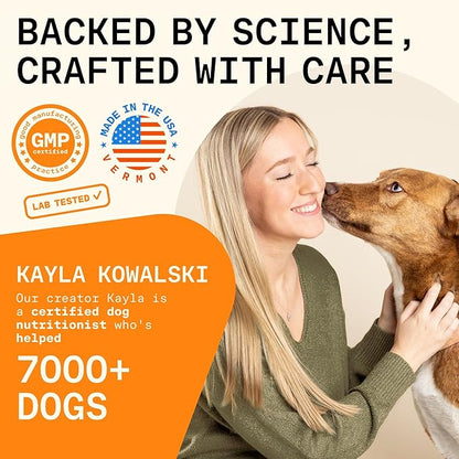 5-in-1 Dog Probiotic Powder – 100% Natural Gut Health Support with Prebiotics, Postbiotics &amp; Enzymes – Crafted by Dog Nutritionist Kayla Kowalski, Made in USA – 30 Scoops
