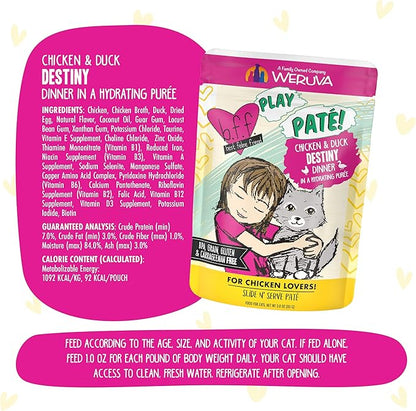 B.F.F. PLAY - Best Feline Friend Paté Lovers, Aw Yeah!, Chicken &amp; Duck Destiny with Chicken &amp; Lamb, 3oz Pouch (Pack of 12)