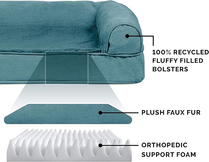 Furhaven Orthopedic Dog Bed for Large/Medium Dogs w/ Removable Bolsters &amp; Washable Cover, For Dogs Up to 55 lbs