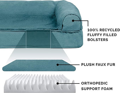Furhaven Orthopedic Dog Bed for Large/Medium Dogs w/ Removable Bolsters &amp; Washable Cover, For Dogs Up to 55 lbs