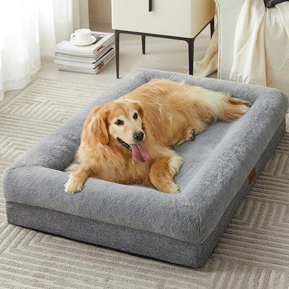 BFPETHOME Orthopedic Dog Beds for Extra Large Dogs, Washable Large Pet with Bolster, Orthopedic Large Dog Mats with Removable Covers &amp; Waterproof Pet Bed for Pet