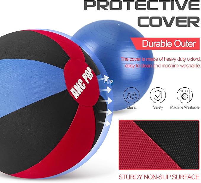 Herding Ball for Dogs Horse Ball&amp; Cover 25" for Horses Large with Hand Pump for Play, Red and Blue and Black