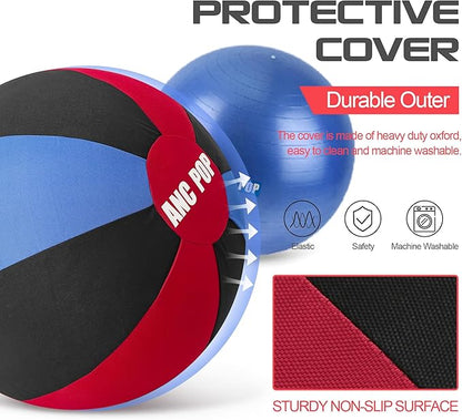 Herding Ball for Dogs Horse Ball&amp; Cover 25" for Horses Large with Hand Pump for Play, Red and Blue and Black