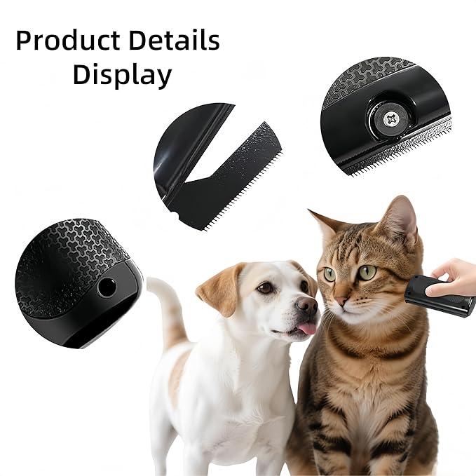 Deshedding Brush for Dogs &amp; Cats - Dual-Head Pet Grooming Tool with Ergonomic Handle, Gentle Hair Removal Brush for Horses, Rabbits