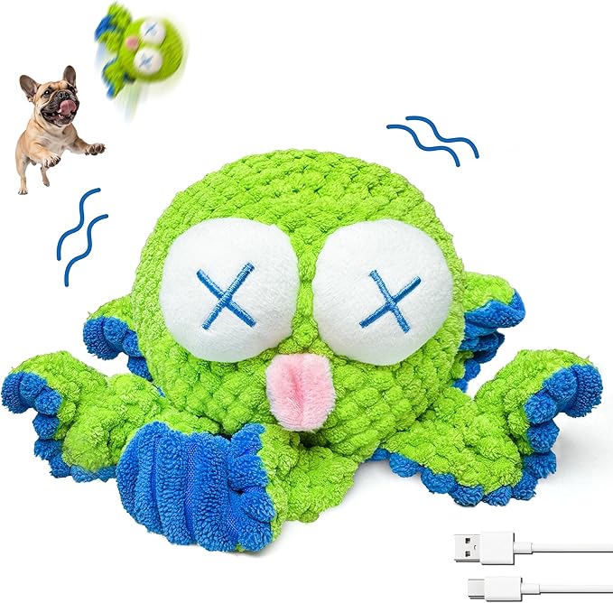 Interactive Octopus Dog Toys – Rechargeable Dog Squeaky Toy with Bouncing Ball, Music, Recording &amp; Silent Modes – Moving Toys to Keep Dogs Busy for Small, Medium &amp; Large Breeds