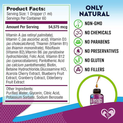 Cat &amp; Dog Multivitamin Liquid with Glucosamine &amp; Cranberry | 15 in 1 Health Supplements for Urinary Tract Kidney, Bladder, Hip &amp; Joint, Skin &amp; Coat | Natural UTI Medicine Made in USA (60 ml)