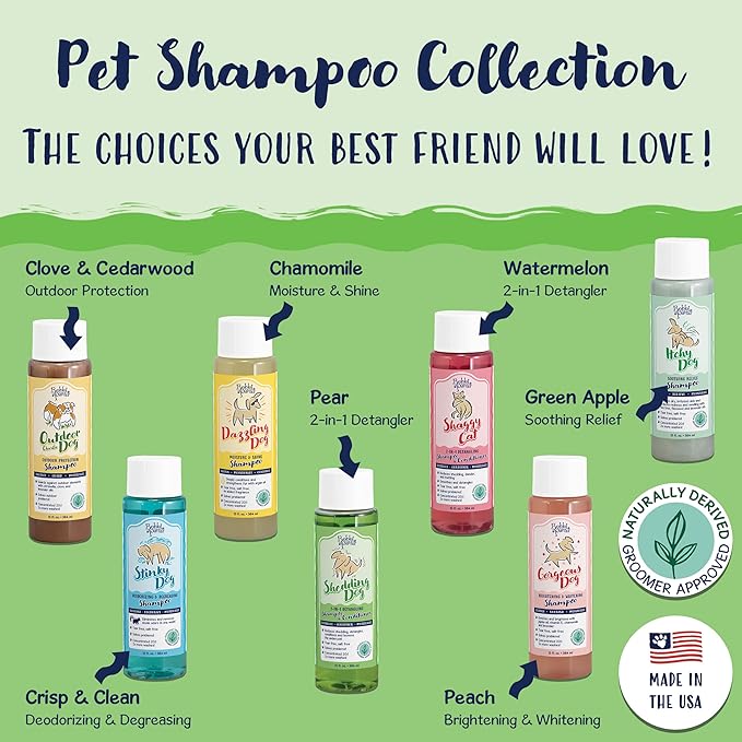 Bobbi Panter Dog Shampoo and Conditioner - Made in USA - All Natural 2-in-1 Formula for Nourish, Detangle &amp; Reduce Shedding - Concentrated 10:1 for Professional Groomers - Pear Scent, 13 Oz
