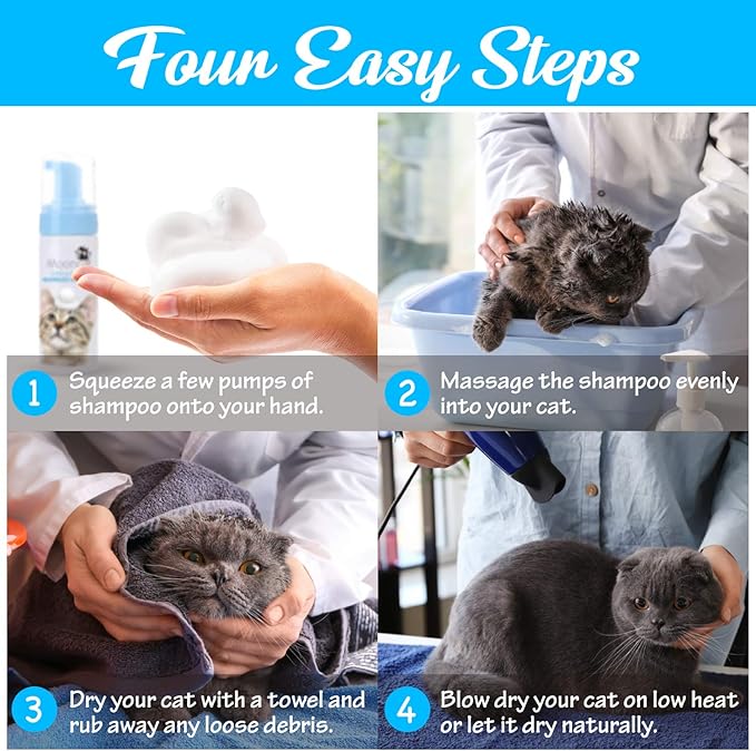 Mooncat Sphynx Cat Waterless Shampoo, Vet Approved No-Rinse Foam for Oily, Sensitive Skin &amp; Wrinkles - Gentle, Hypoallergenic Formula for Hairless Cats, Deep Cleans &amp; Moisturizes