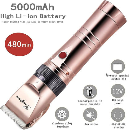 Dog Clippers for Grooming, Professional 5000mAh Battery Dog Trimmer for Thick Hair,Heavy Duty Cordless Dog Trimmer for Grooming, Low Noise with Guard Combs for Dog Cat