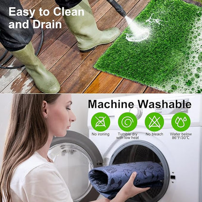 Pee Pads for Dogs with Fake Grass, 32" x 24" Indoor Artificial Grass for Dogs Potty, Lawn Pee Pads for Doggie Washable, Reusable and Lawn for Replacement, Puppy Training Litter Box for Outdoor Patio