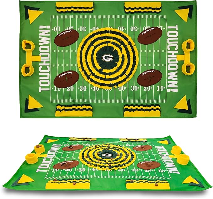 NFL Green Bay Packers Dog Snuffle Mat – Interactive Pet Slow Feeder, Football Field Design Food Puzzle Toy for Dogs &amp; Cats, Foraging Activity Mat for Smarter Feeding