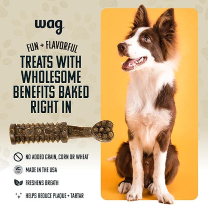 Amazon Brand - Wag Dental Dog Treats to Help Clean Teeth &amp; Freshen Breath - Small, Unflavored, 2.25 pounds, 60 Count (Pack of 1)