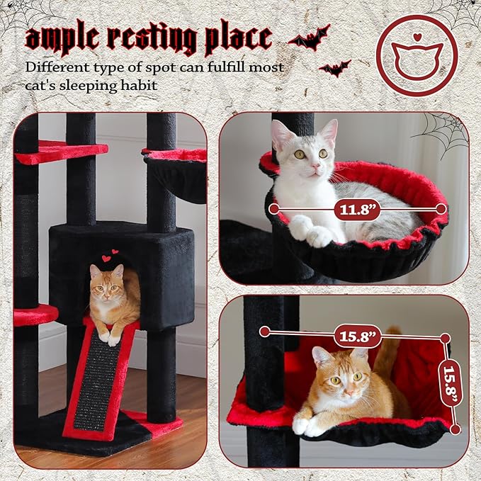 PEQULTI Tall Cat Tree, Floor to Ceiling Cat Tree Tower Adjustable [90.5&