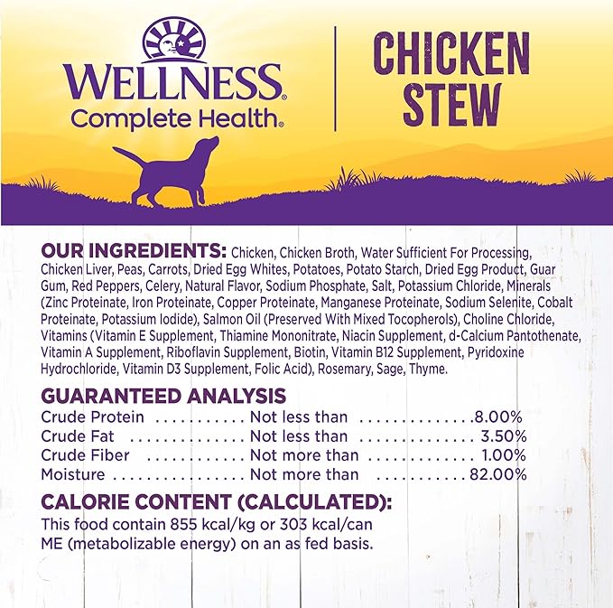 Wellness Complete Health Thick &amp; Chunky Natural Grain Free Canned Wet Dog Food, Chicken Stew, 12.5-Ounce Can (Pack of 12)