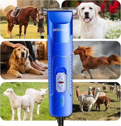 Professional Grooming Electric Corded 2-Speed Horse Clipper with Detachable Blade - Cool &amp; Quiet Running Design - Includes Size T84 Blade for Complete Horse Grooming - Blue