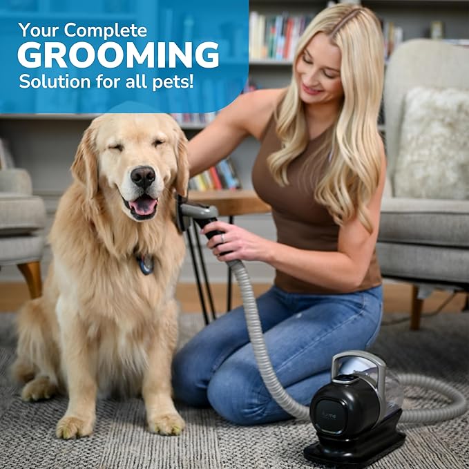 Original Pet Grooming Vacuum Kit - Cat &amp; Dog Grooming Kit for Easy Pet Care at Home, Quiet &amp; Safe Dog Hair Remover Machine with Brush, Clipper, Shedding &amp; Cleaner Tools &amp; 1L Canister
