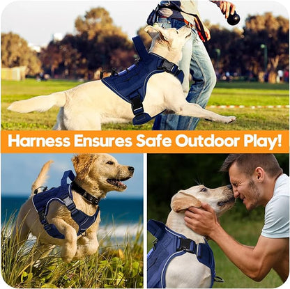 Heavy-Duty Tactical Dog Harness for Large Dogs, No Pull Adjustable Reflective Pet Vest with Molle System, K9 Military-Grade Control for Service Training, Outdoor &amp; 10+ Breeds, Dazzling Blue, Medium