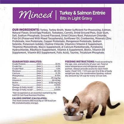 Wellness Complete Health Minced Adult Wet Cat Food, Natural, Protein-Rich, Grain Free, 5.5 Ounce, 24 Pack, (Turkey &amp; Salmon Entrée)