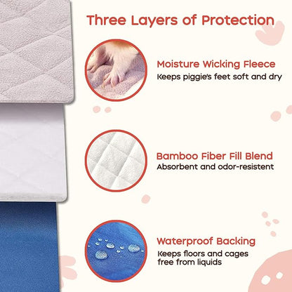 GuineaDad Premium Liner – Fleece Guinea Pig Cage Liner – Ultra-Plush Reusable Fleece Bedding with Waterproof Bottom – (Cotton Candy)