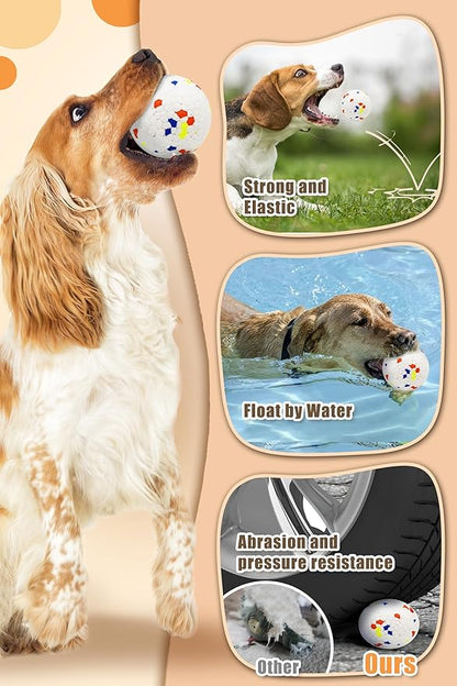 Upgrade Indestructible Dog Tennis Balls, Durable Bouncy Dog Toys for Aggressive Chewers, Teething &amp; Fetch Game (4 White)