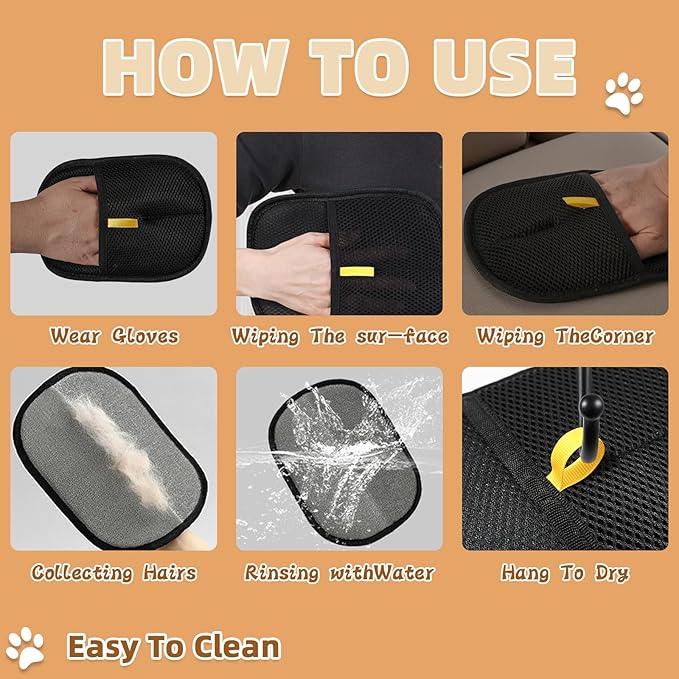 Pet Hair Remover Gloves for Cats &amp; Dogs, Electrostatic Pet Hair Removal Gloves Brush for Pets Hair, Pet Hair Clean Up，Pet Hair Remover for Furniture