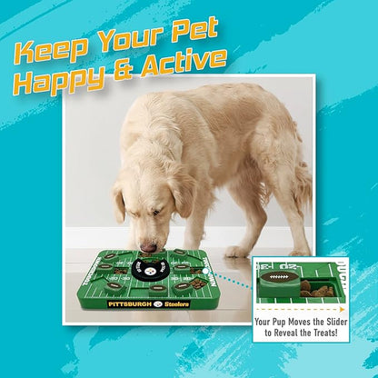 Pets First NFL Pittsburgh Steelers Large Puzzle Toy, New Size, Interactive Dog Treat &amp; Slow Feeding Toy