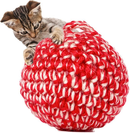 JAYU PET Red Cat Ball [W/Bell Version] - Handmade Silvervine Cat Toy with Catnip, Interactive Matatabi Ball for Indoor Cats &amp; Kittens, Feline Play Toy &amp; Gift (2.7 inch)