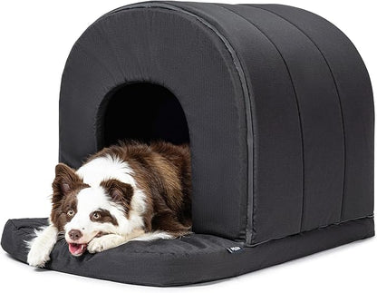 Orthopedic Dog House - Outdoor Waterproof Dog Shelter w/Porch - Indoor Pet House w/Egg-Crate Foam - Cooling - Machine Washable - Ideal for Large Breeds &amp; Fits 36-Inch Crate - 35"x22"
