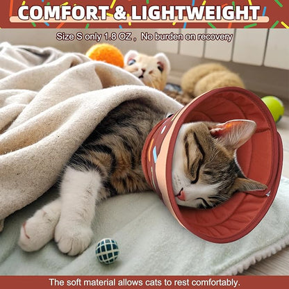 KOOLTAIL Cat Cone Collar Soft, Adjustable Cat Cones to Stop Licking, Foldable Donut Water Resistant Pet Recovery Neck E Collars After Surgery, Kitten Elizabethan Collar for Small to Large Cats,Brown M