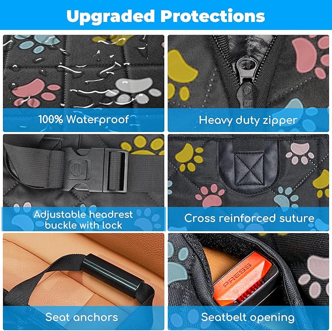 URPOWER Back Seat Extender for Dogs - Hard Bottom Dog Car Seat Cover Holds 400 lbs, Waterproof Dog Hammock Dogs Bed for Cars, SUVs &amp; Small Trucks, Pet Backseat Protector with Mesh Window &amp; Large Space