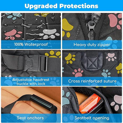 URPOWER Back Seat Extender for Dogs - Hard Bottom Dog Car Seat Cover Holds 400 lbs, Waterproof Dog Hammock Dogs Bed for Cars, SUVs &amp; Small Trucks, Pet Backseat Protector with Mesh Window &amp; Large Space