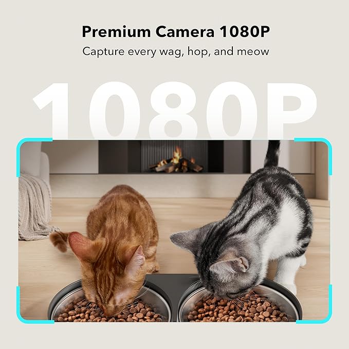 PETLIBRO Automatic Cat Feeder with Camera for Two Cats, 1080P HD Video with Night Vision, 5G WiFi Pet Feeder with 2-Way Audio for Cat &amp; Dog, Low Food &amp; Motion &amp; Sound Alerts, Dual Tray, Black 5L