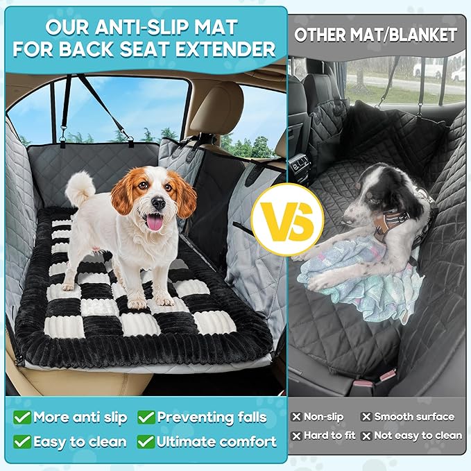 Dog Car Bed Mat, Non-Slip Backseat Extender Pet Blanket, Plaid Dog Bed for Trucks, Sedans &amp; Large SUVs, Chew-Resistant Travel Pad for Dogs, Easy Clean &amp; Scratch-Proof &amp; Comfort (56"x28.7")