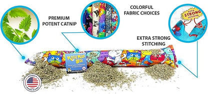 Kitty Kick Stix 15" Catnip Kicker Toy – Set of 2 | Handmade in USA | Interactive Cat &amp; Kitten Toy | Durable Kicker Packed with 100% Potent Catnip for All Breeds (Mystery Choice)
