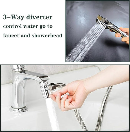 Tub faucet spayer attachment,Bathtub Shower Head Sink-Faucet with 5 Adapters, 79" Hose for Pet Dog Rinse, Baby Bath &amp; Hair washing, ON/OFF Extension for Tub Faucet, Utility Sink, Garden,Bathroom