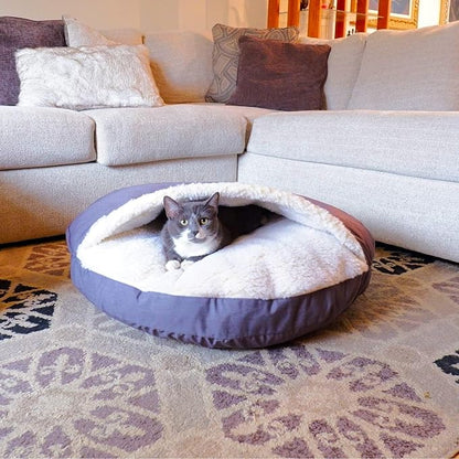 Snoozer Cozy Cave Dog Bed - Indoor Dog Bed with Cover Cave, Covered Calming Burrow for Small &amp; Medium Sized Pets with Blanket Attached, Enclosed, Washable - Large, Heather Gray