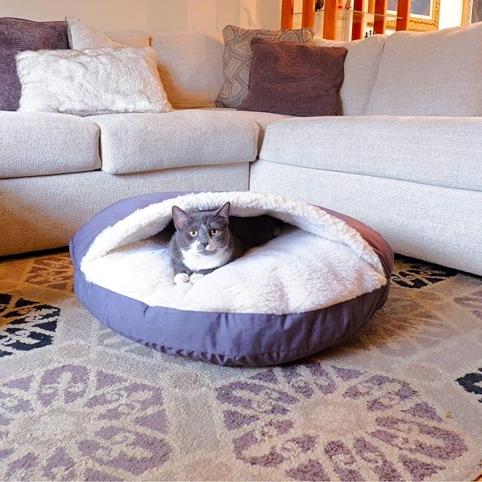Snoozer Cozy Cave Dog Bed - Indoor Dog Bed with Cover Cave, Covered Calming Burrow for Medium &amp; Large Sized Pets with Blanket Attached, Enclosed, Washable - XL, Heather Gray