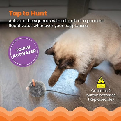 Catstages Squeak Squeak Mouse Cat Toy with Touch-Activated Sound &amp; Catnip, Gray