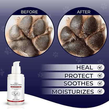 Dog Paw Pad Balm - 3-in-1 Lick Safe Soother &amp; Moisturizer&amp; Lotion for Dog Paws Nose, Elbow, Snout - Natural, Quick-Drying, Non-Sticky - All-Weather Cat Paw Balm Cream- 3.5 Oz/100Gram
