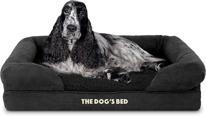 The Dog’s Bed, Medium Black Faux PL 30x23.5, Memory Foam, Pain Relief: Arthritis, Hip &amp; Elbow Dysplasia, Post Surgery, Lameness, Supportive, Calming, Washable Cover, Veterinary Approved