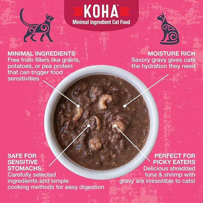KOHA Poké Bowl Tuna &amp; Shrimp Entree in Gravy for Cats, 12-Pack of 3oz Pouches