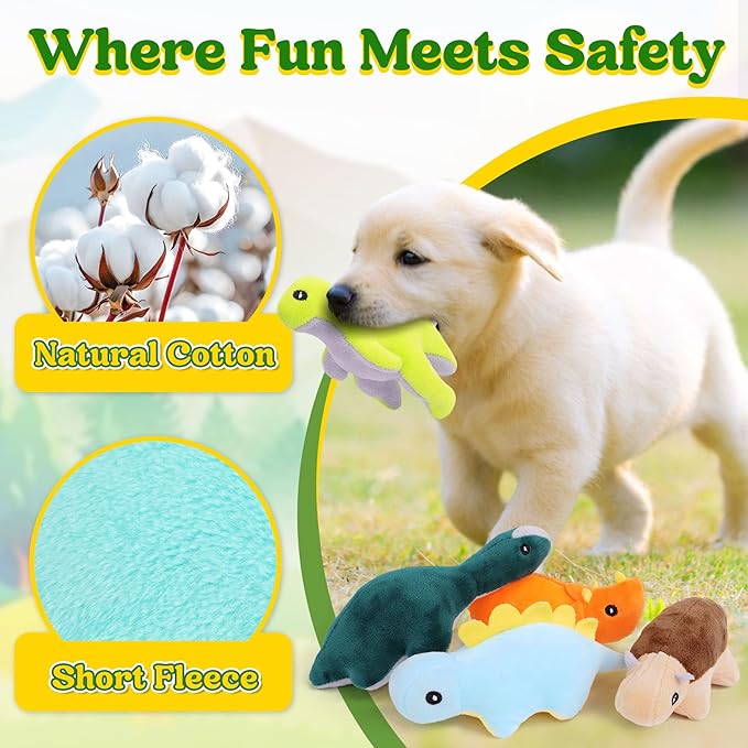 20-Pack Adorable Dinosaur Puppy Toys – Distinct Dino-Themed Squeaky Dog Toys for Small Dogs to Keep Them Busy, Interactive Chew Toys for Mental Stimulation &amp; Gentle Teeth Cleaning