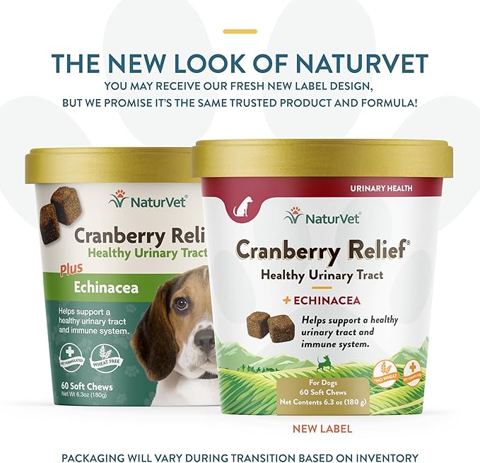 NaturVet – Cranberry Relief Plus Echinacea – Helps Support a Healthy Urinary Tract &amp; Immune System – 60 Soft Chews
