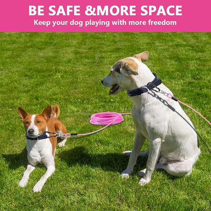 Dog Tie Out Cable 15FT-500Lbs,Heavy Duty Dog Leads&amp;Tether for Yard with Swivel Hook,Small Large Dogs Leash Line for Outside,Rust Chew Proof Dogs Run Cable for Outdoor Camping (Pink, 15FT)